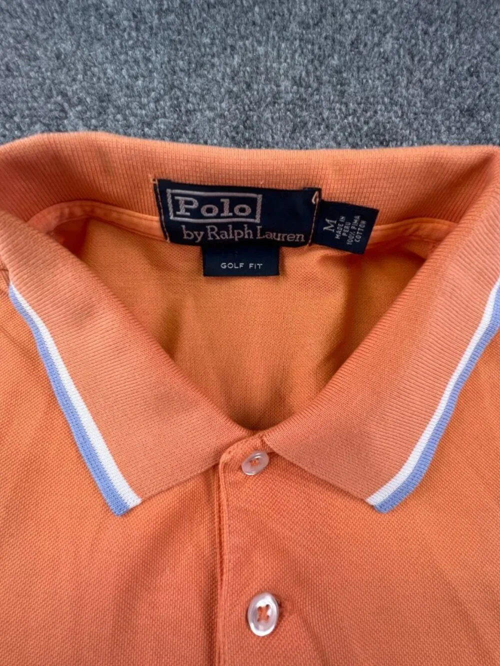 Polo Ralph Lauren Men Short Sleeve Shirt Size Medium Golf Fit Orange Pima Cotton